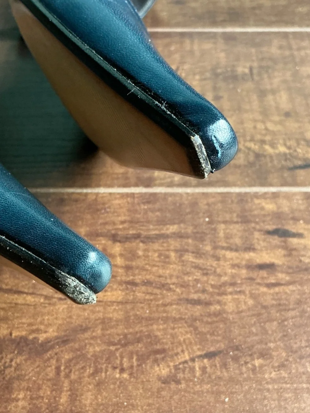 Italian leather navy ankle strap pointed toe heels size 5 | minimalist CBK - Picture 12 of 13